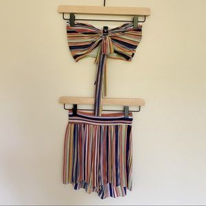 Windsor Striped Bandeau Crop & Short Two-Piece Set